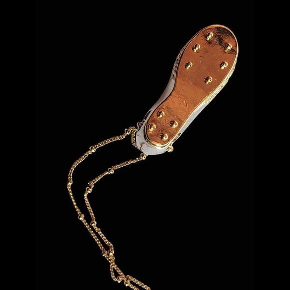 Silver and Gold Tone Athletic Cleats Pendant with Necklace - Picture 4 of 7